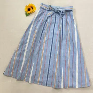 빔즈 하트 [ M ] 여성용 롱 스커트 리본 포함 사이드 지퍼 플레어