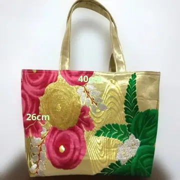 오비 리메이크, 골드 컬러 꽃무늬 자수 일본 의류용 백