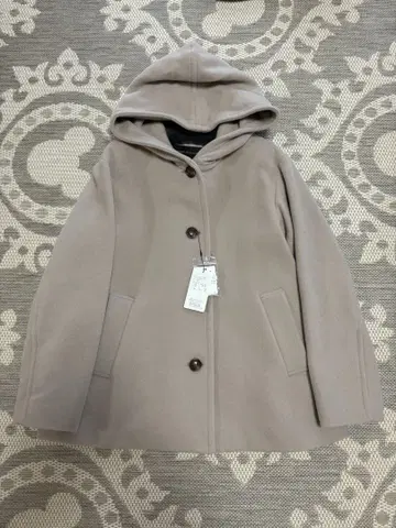 어반 리서치 피 코트 후드 부착 베이지 코트 프리 사이즈