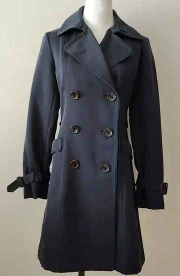 INTERPLANET 네이비 더블 브레스트 트렌치코트 38#sk