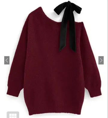 원숄더 벨로아 리본 니트 미니 원피스