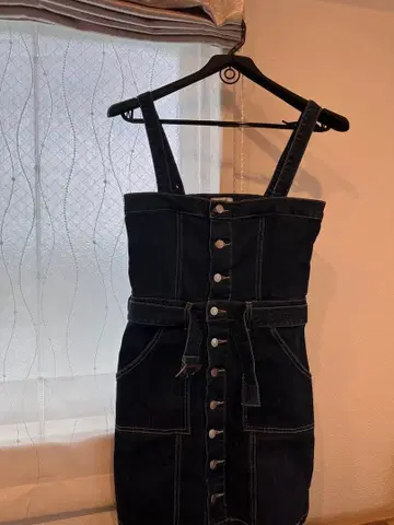 EVRIS 다크 데님 슬리브리스 원피스