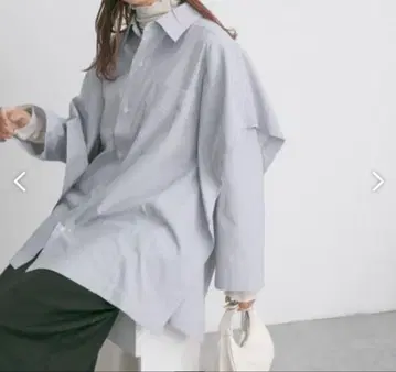 KBF BIG 레이어드 라이크 셔츠 스트라이프 긴팔 프리 사이즈 네이비