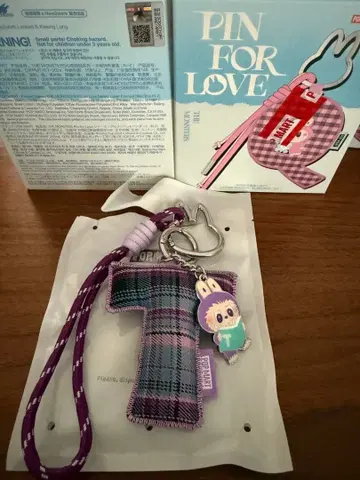 POPMART 보라색 체크 무늬 T