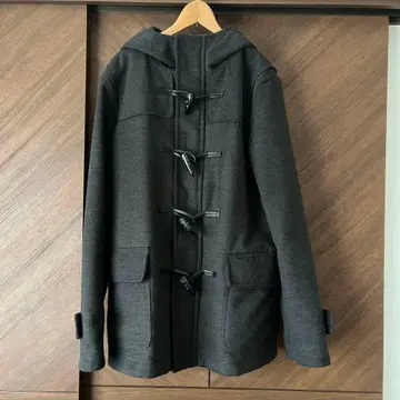 BEAMS 다크 그레이 더플 코트 후드 부착