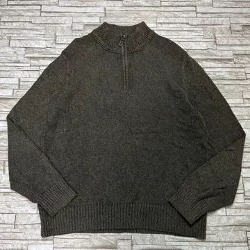 에디 바우어 하프 지퍼 니트 다크 그린 코튼 아웃도어