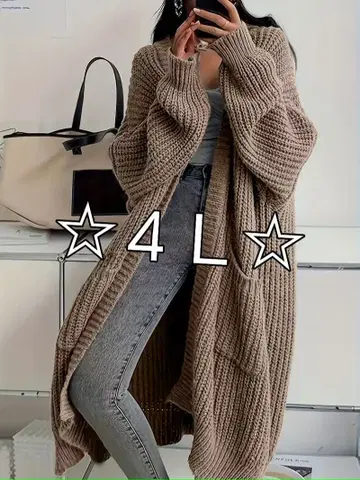 빅 사이즈 니트 롱 기장 가디건 4L (브라운 계열)