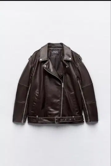 ZARA 유즈드 오버 사이즈 페이크 가죽 라이더 자켓