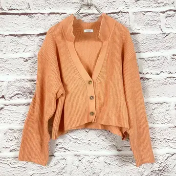r398 LOWRLS FARM 오렌지 리브 가디건 V넥 F