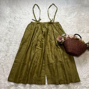 미사용 08맵 08Mab 서스펜더 와이드 팬츠 린넨 머스타드 F