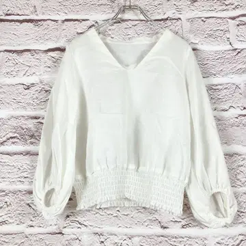 r400 ADAM ET ROPE' 화이트 벌룬 슬리브 블라우스 F