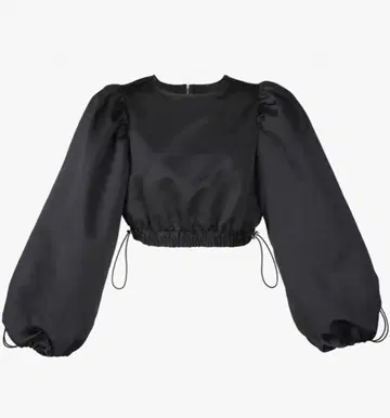 bibiy. BELOISETOP 새틴 볼륨 소매 상의 블랙