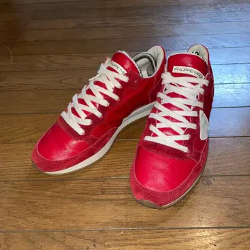 PHILIPPE MODEL 40 레드 가죽 스니커즈