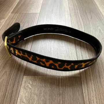 MONDI 레오파드 무늬 스웨이드 벨트 레오파드 무늬 빈티지 쇼와 레트로