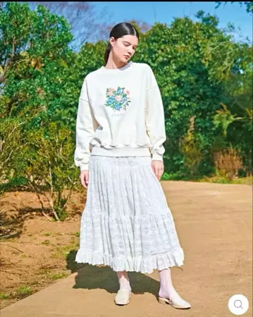 POPPY 아사기니뇨 레이스 캉캉 스커트 화이트 M