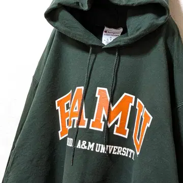 챔피온 FAMU 로고 후드 맨투맨 그린 XL 구제 의류