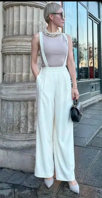 [ 완판템 ] JENNE 슬림 레그 살로펫 팬츠 S 아이보리