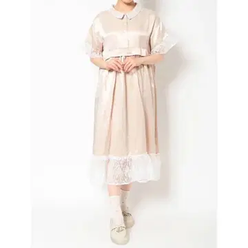 [새상품] merry jenny 새틴과 레이스의 셔츠 원피스