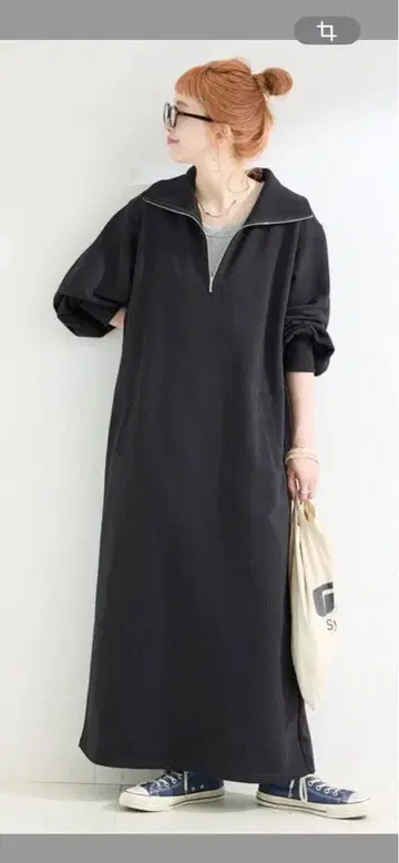 워셔블 / 쭈리 하프 지퍼 롱 원피스