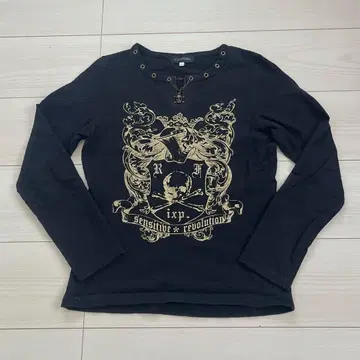 여성용 Y2K 헤이세이 갸루 해골 쫄티 긴팔 티셔츠