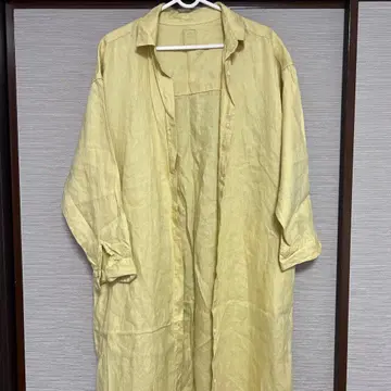 URBAN RESEARCH DOORS 린넨 셔츠 원피스 옅은 옐로우 컬러
