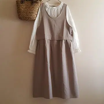 새상품 SM2 베이지 사이드 버튼 민소매 원피스