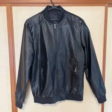 블랙 가죽 자켓 집업