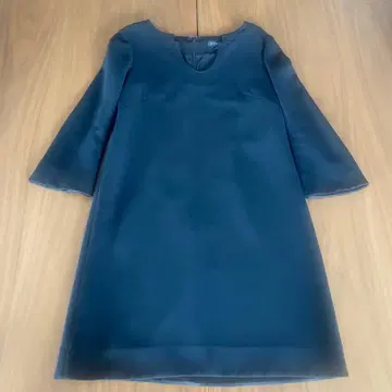 네이비 7부 소매 A라인 원피스