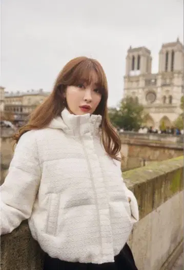 Her lip to Hooded Tweed Down Jacket