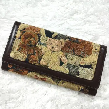 Yamatoya 이단 장지갑 테디베어 고블랑 직조 애니멀 쇼와 레트로