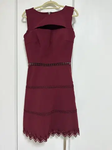 버건디 슬리브리스 드레스