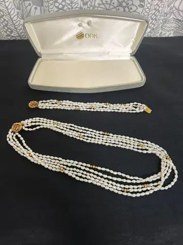 담수 진주 실버 각인 목걸이 팔찌 세트