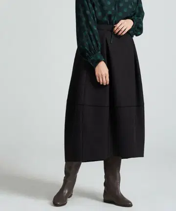 TOMORROWLAND 반지 니트 코쿤 미디 스커트 네이비