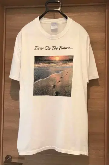 [ 레어 90s ] USA제 Hanes 풍경화 빈티지 XL 화이트