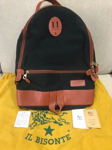 새상품급 일비종떼 캔버스 소가죽 백팩 블랙