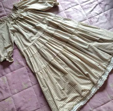 핑크하우스 깅엄 체크 롱 원피스