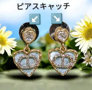 하트 모양 귀걸이 스카이블루 크리스탈 장식