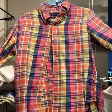 초레어 랄프 로렌 셔츠 핑크 옐로우 컬러 파랑 xs