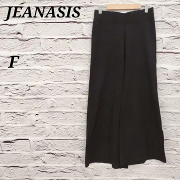 지나시스 [ F ] 니트 와이드 팬츠 이지 팬츠 코튼 혼 블랙