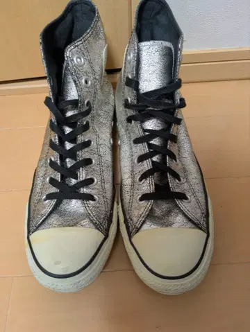 컨버스 ALL STAR 실버 하이컷 스니커즈 은 데미지 가공
