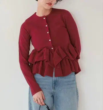 프릴 헴 니트 가디건 titivate