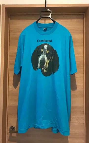 [ 레어 90s ] 개 도그 프린트 셔츠 파랑 오버 사이즈 USA 제조