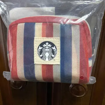 [새상품] 대만 스타벅스 어부백 세로 줄무늬 메쉬 에코백 파우치 세트