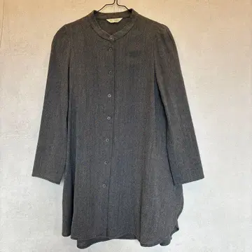 그레이 긴팔 튜닉 울 혼방