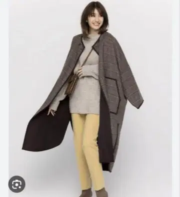 PLST 플라스테 울 파이핑 코트 M 다크 브라운