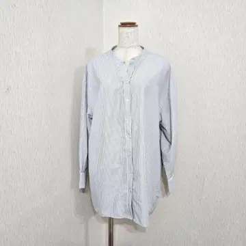 ap retro 스트라이프 밴드 카라 롱 셔츠 ( F ) 화이트