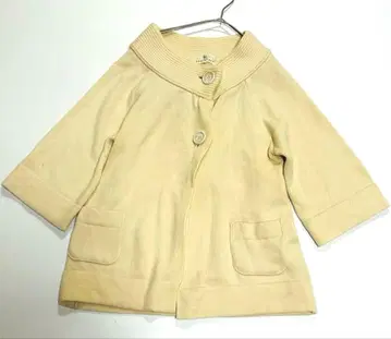 [ 쿠미쿄쿠 ] 아이보리 숏코트 가디건 니트 7부 소매 울 M