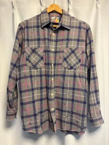 MACK DADDY 체크 무늬 긴팔 플란넬 셔츠 그레이 계열