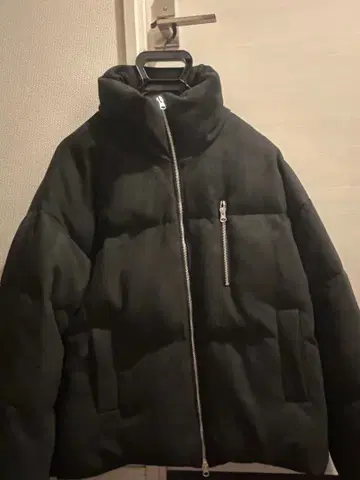 CLEL 볼륨 하이넥 숏 충전솜 블루종 M