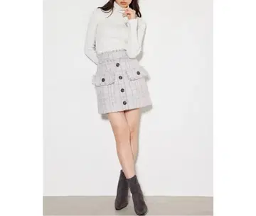rienda 리엔다 트위드 스커트 라이트 그레이